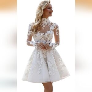 Elegant White Lace Women Dress
